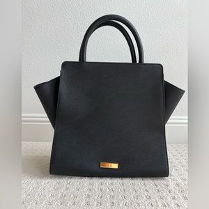 Zac Posen Saffiano Leather Black Top Handle Tote